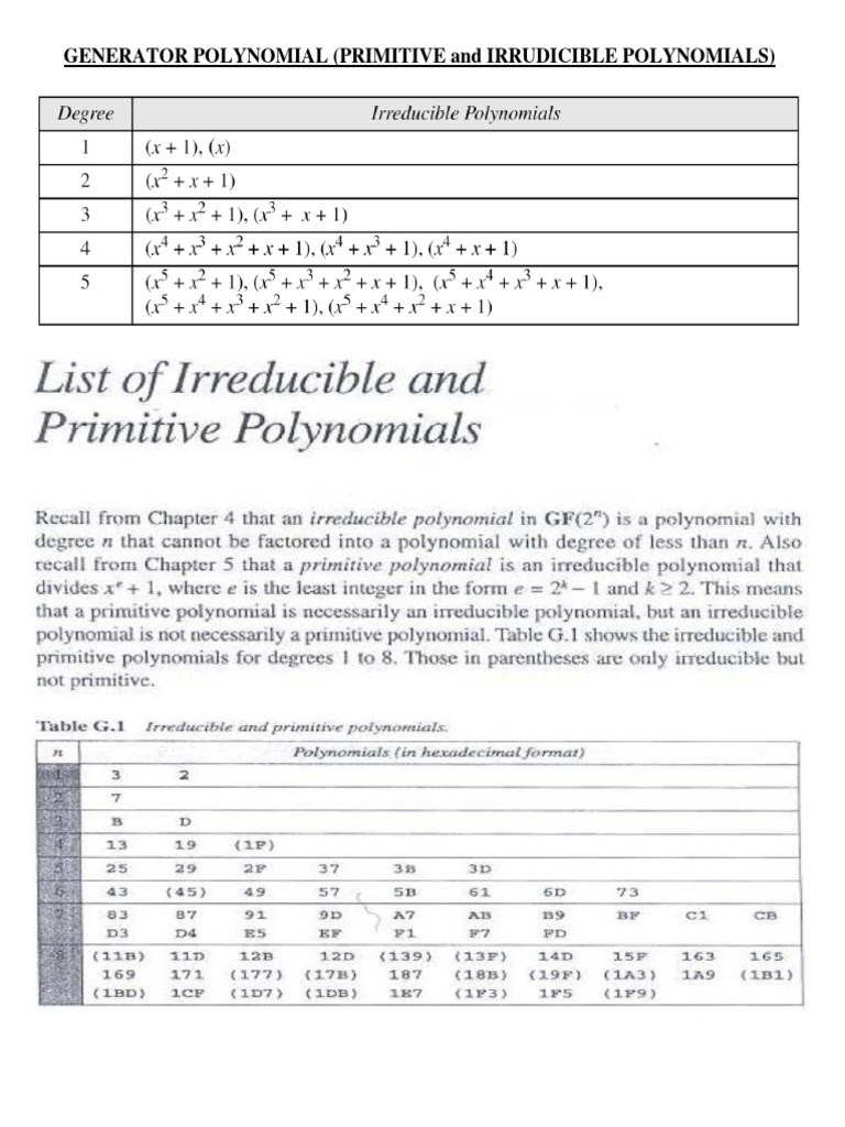 Generator Polynomial PDF