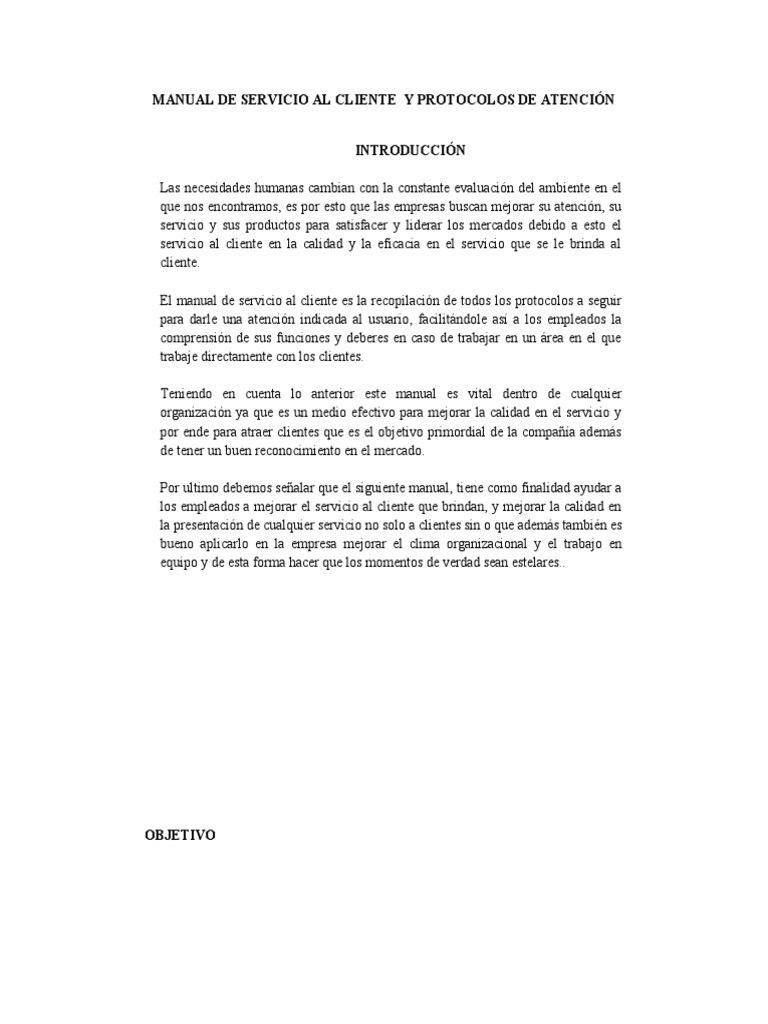 Manual de Servicio Al Cliente y Protocolos de Atención | PDF | Servicio ...