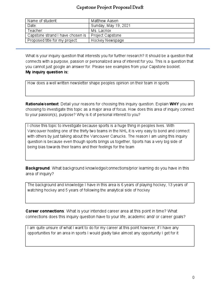 Q3 Edited Capstone Project Proposal Draft S Pdf National Hockey
