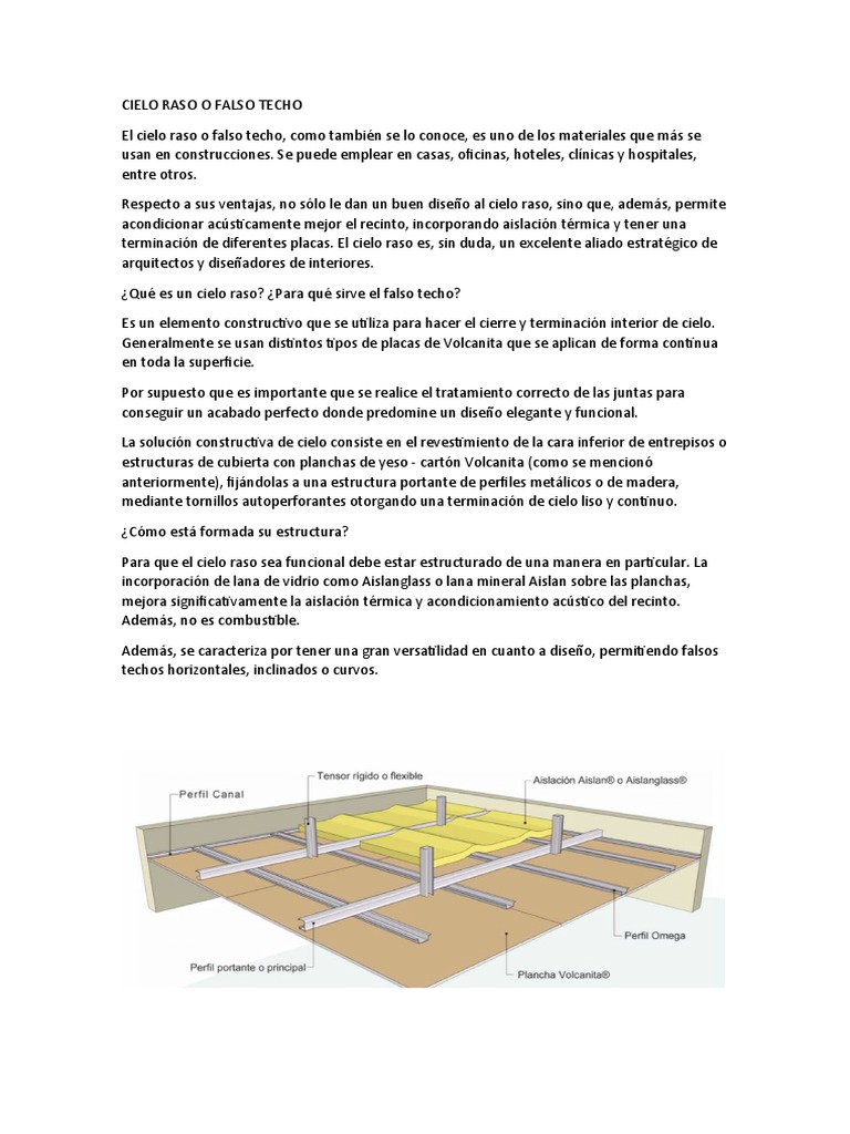 Cielo Raso o Falso Techo | PDF | Paneles de yeso | Ingeniería de ...