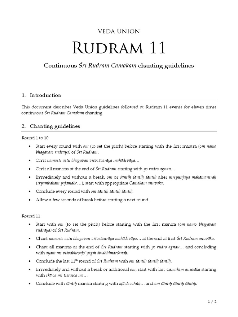 Guidelines for Śrī Rudram Camakam Chanting | PDF | Indian Philosophy ...