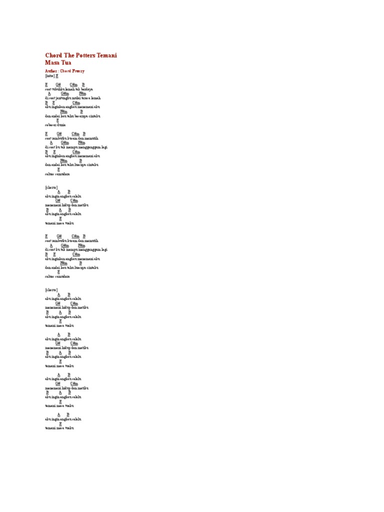 Chord The Potters Temani Masa Tua Pdf