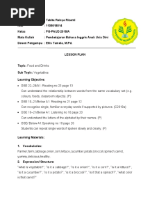 Lesson Plan Vegetable