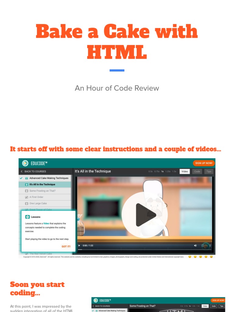 HTML Coding: Bake a Cake Activity | PDF | Career & Growth | Games ...
