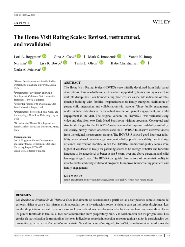 The Home Visit Rating Scales: Revised, Restructured, and Revalidated ...