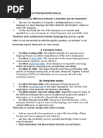 Interpreters Vs Translators Skills: Writing Skills Analytical Skills