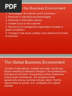 Changes in The Business Environment