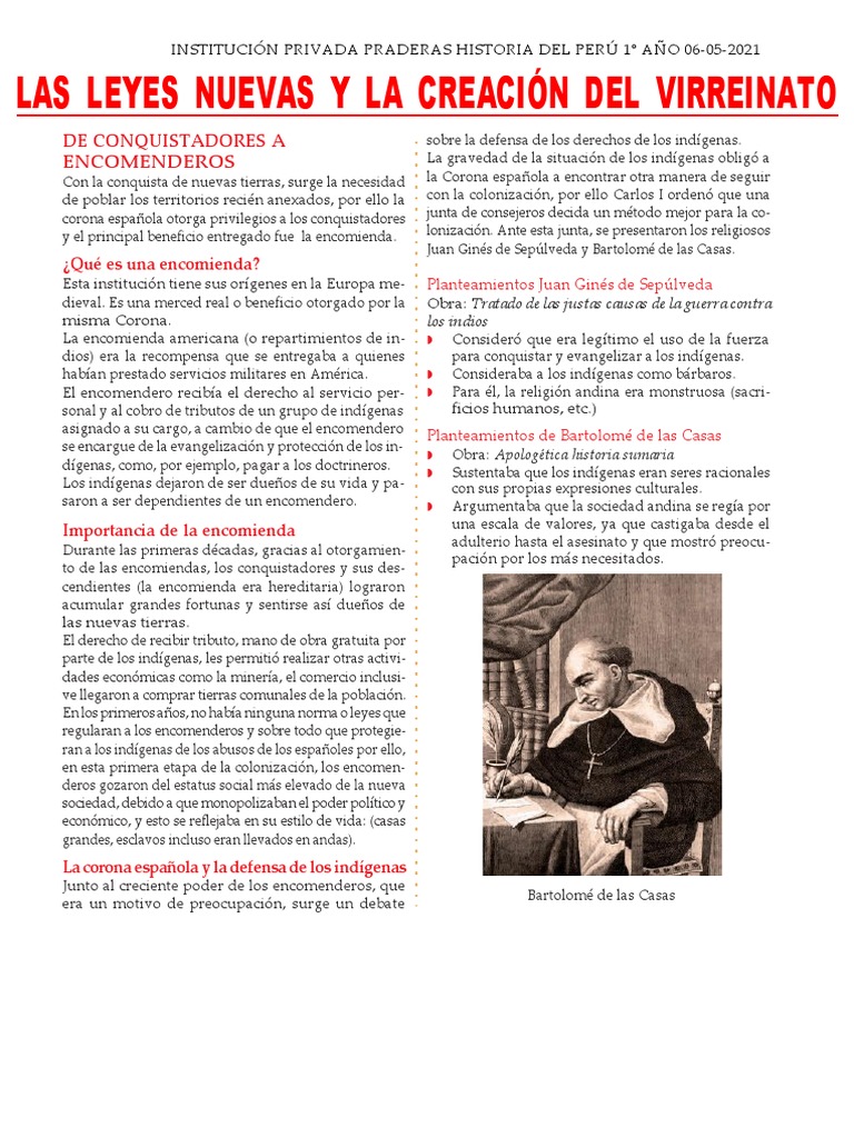 Las Leyes Nuevas 1° Año PDF Antiguas colonias españolas Imperio