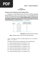 Linear Programming On Work Scheduling - Operations Management