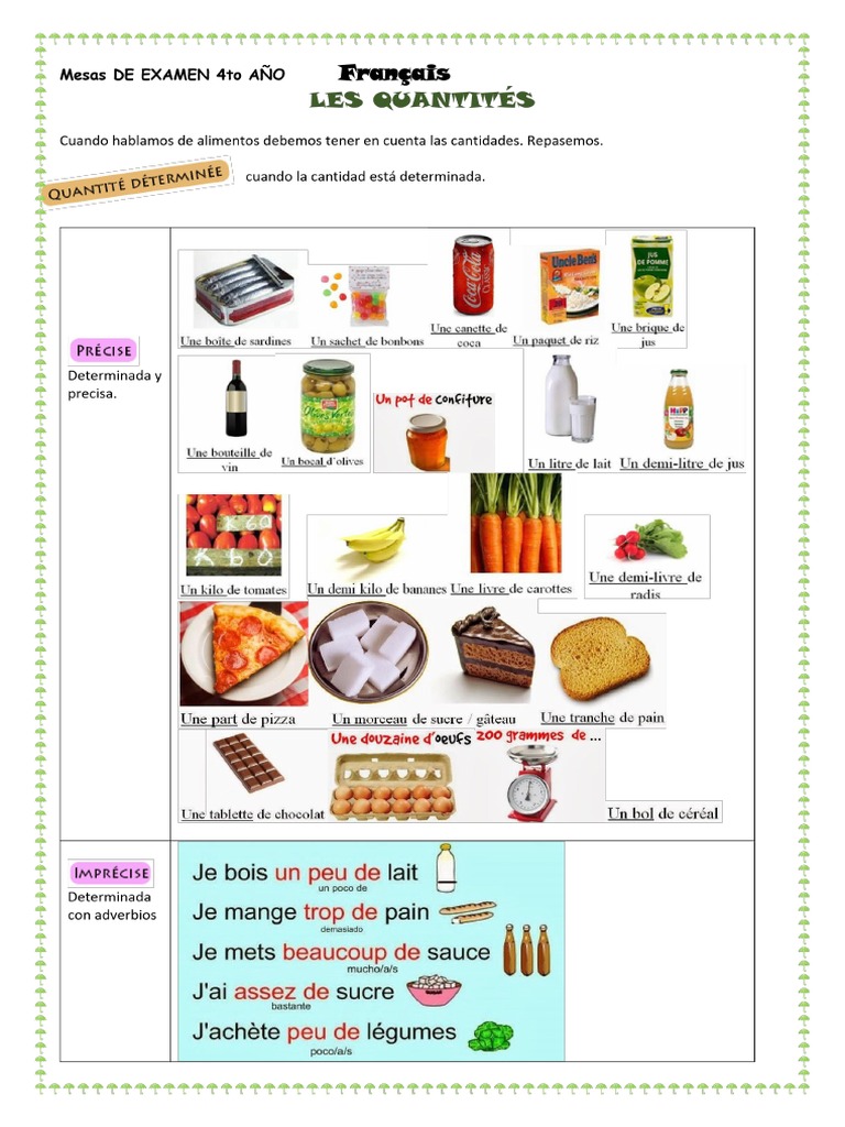 4to AÑO LES - QUANTITÉS | PDF