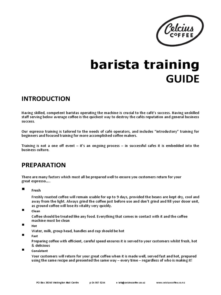 Barista Training Guide: Fresh | PDF | Coffee | Hot Drinks