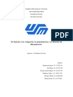 Adopcion, Manutencion y Derecho Alimentario.