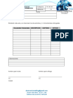 Entrega de documentos y herramientas formato FTO-SGC 03-1