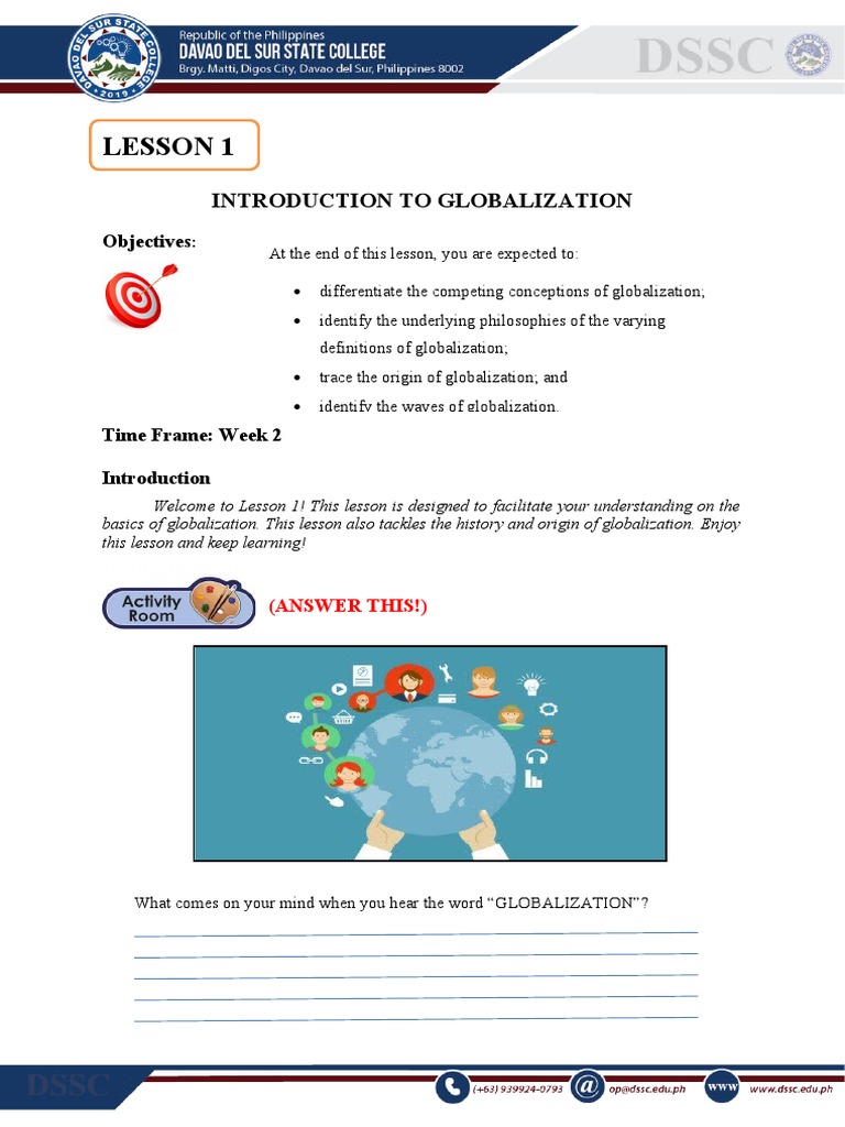 Lesson 1 GEHI 121 Introduction To Globalization EDITED | PDF | Homo ...