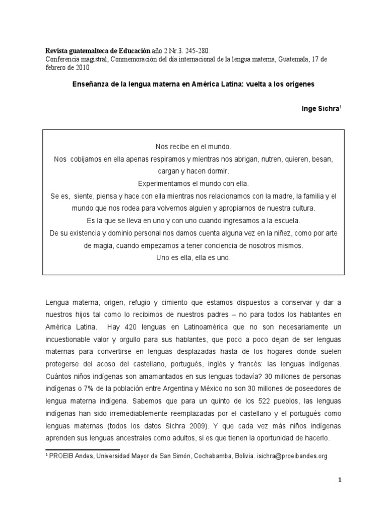 Ensenanza de La Lengua Materna en Amerci | PDF | America latina ...
