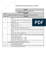 Datas Importantes Processo Seletivo 2-2021