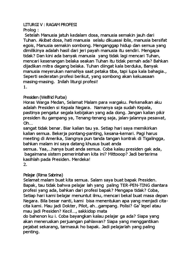 LIiturgi Ragam Profesi | PDF | Seni & Disiplin Bahasa | Pengembangan Diri