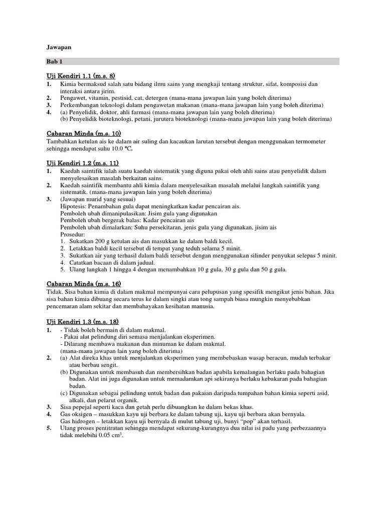 Jawapan Bab 1 | PDF
