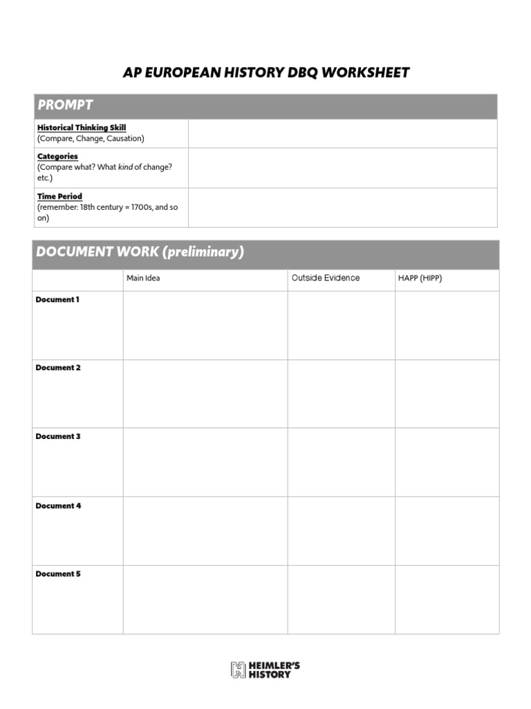 AP Euro DBQ Planning Worksheet | PDF | Philosophy | Language Arts ...