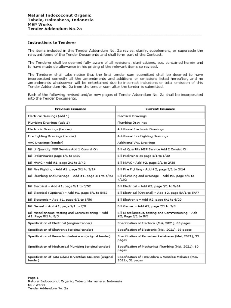 Letter of Tender Addendum No. 2A | PDF | Sources | Document