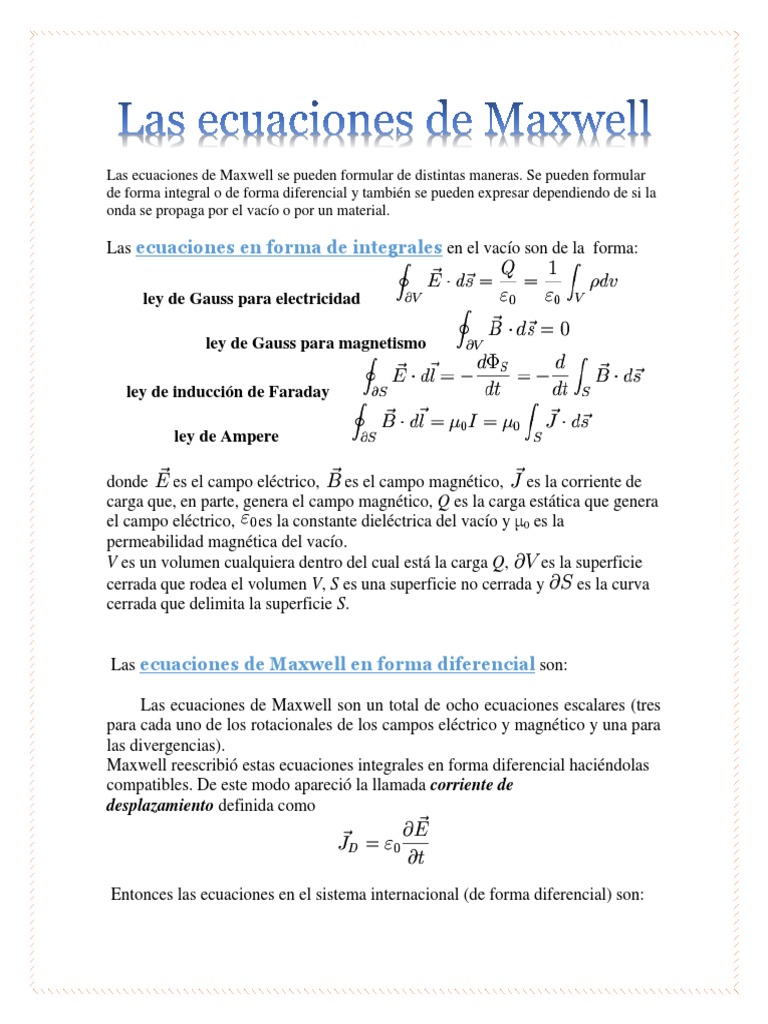 Las Ecuaciones de Maxwell PDF Ecuaciones de Maxwell Campo magnético