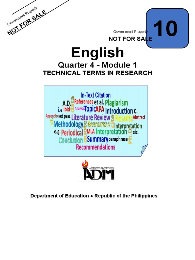 ENGLISH 10 QUARTER 4 MODULE 1 TECHNICAL TERMS USED IN RESEARCH visual data 7