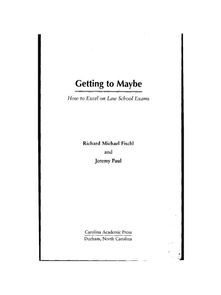 Getting To Maybe How To Excel On Law School Exams | PDF | Precedent ...