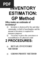 Inventory Estimation: GP Method: 2 Procedures