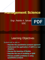 Quantitative Analysis Models for Management Science Decisions