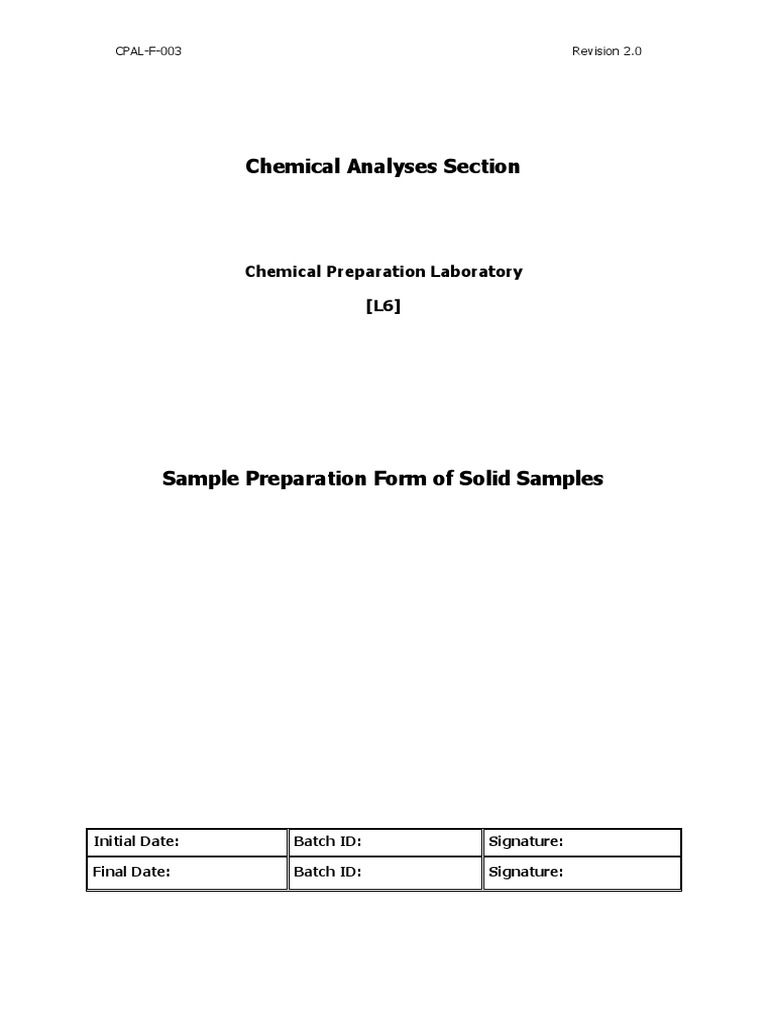 Solid Sample Preparation Form | PDF
