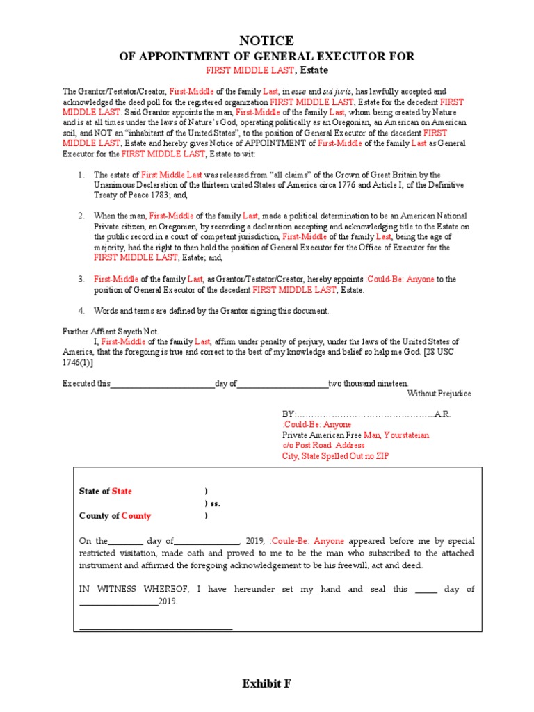 Appointment of General Executor Notice | PDF | Common Law | Justice