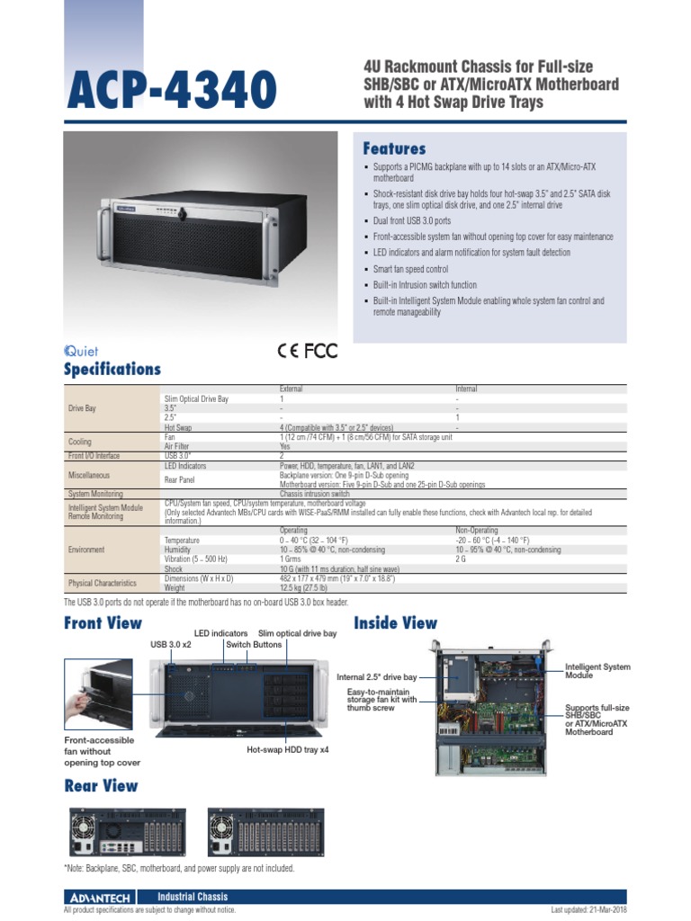 ACP-4340 Industrial Rackmount Chassis | PDF | Computer Hardware ...