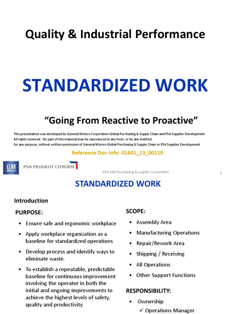 04 - Standardized Work Nov13 | PDF | Human Factors And Ergonomics ...