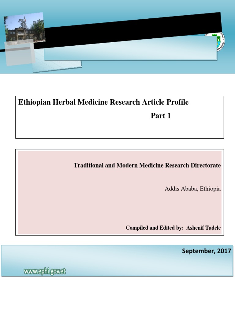 Ethiopian Herbal Medicine Research Profile 2018 PDF Malaria Ethiopia