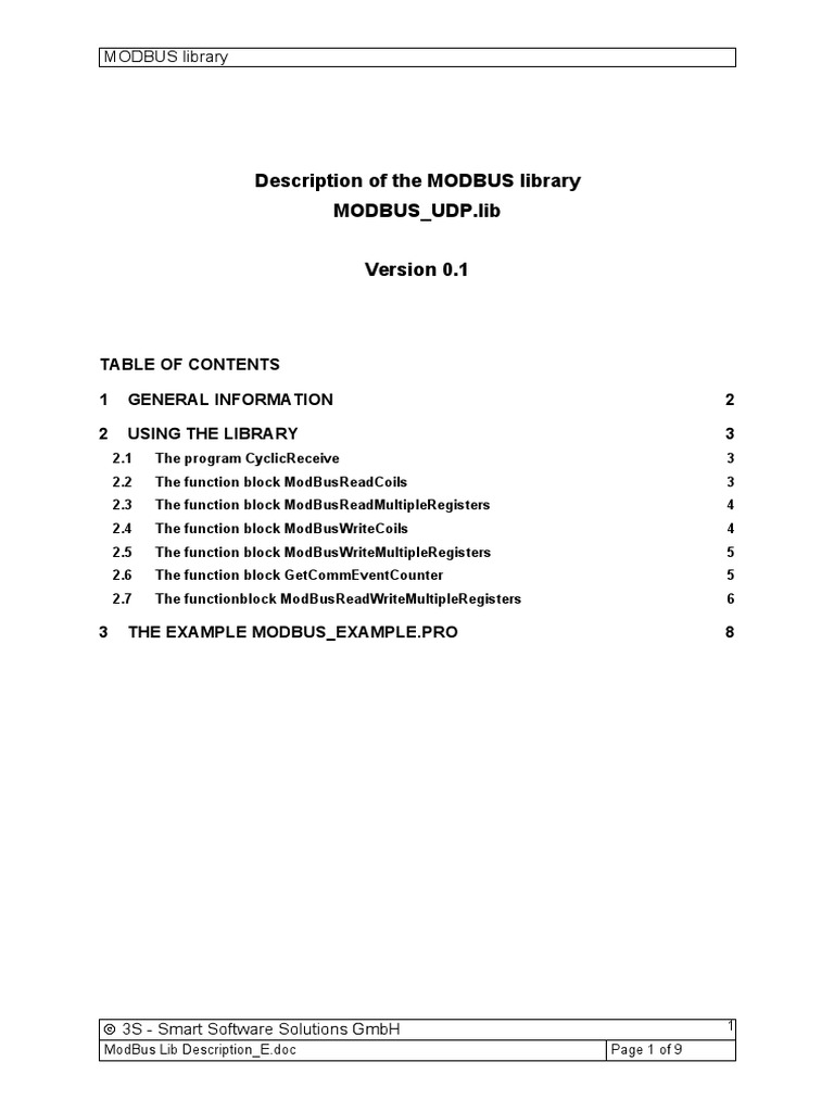 MODBUS UDP Library Guide | PDF | Input/Output | Information Age