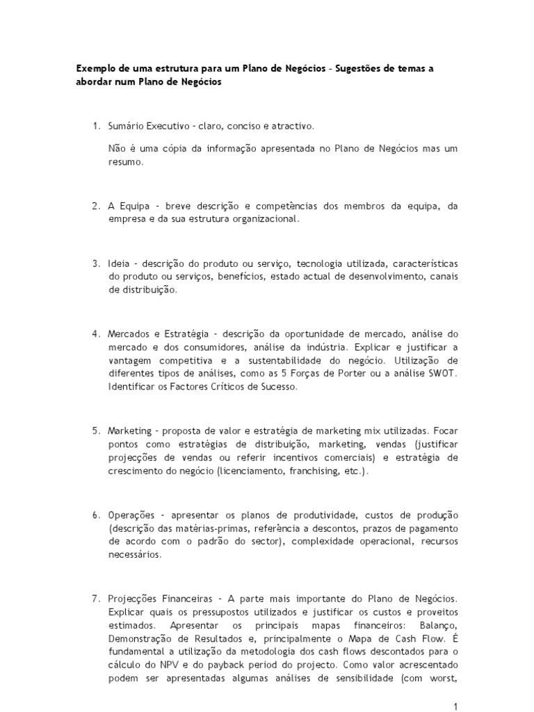 Free one-page business plan summary template picture