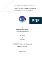 Synthesis and Characterization of Carbon & Nitrogen Based Covalent Organic Framework To Explore Biomedical Application