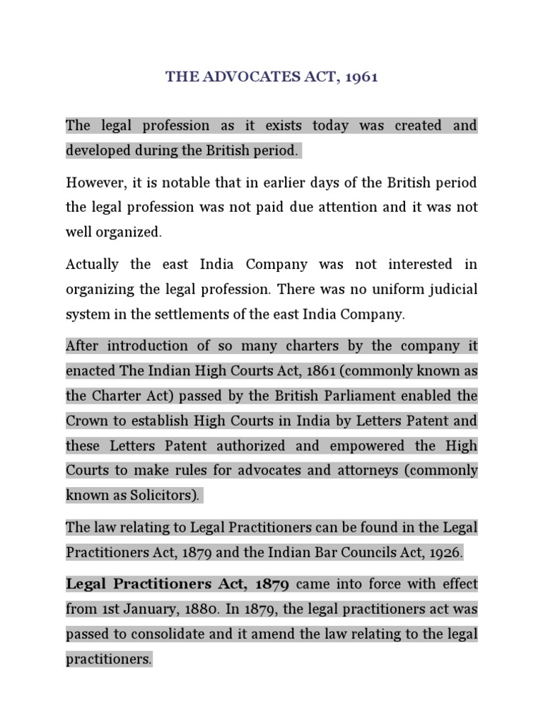 The Advocates Act PDF Advocate Legal Education