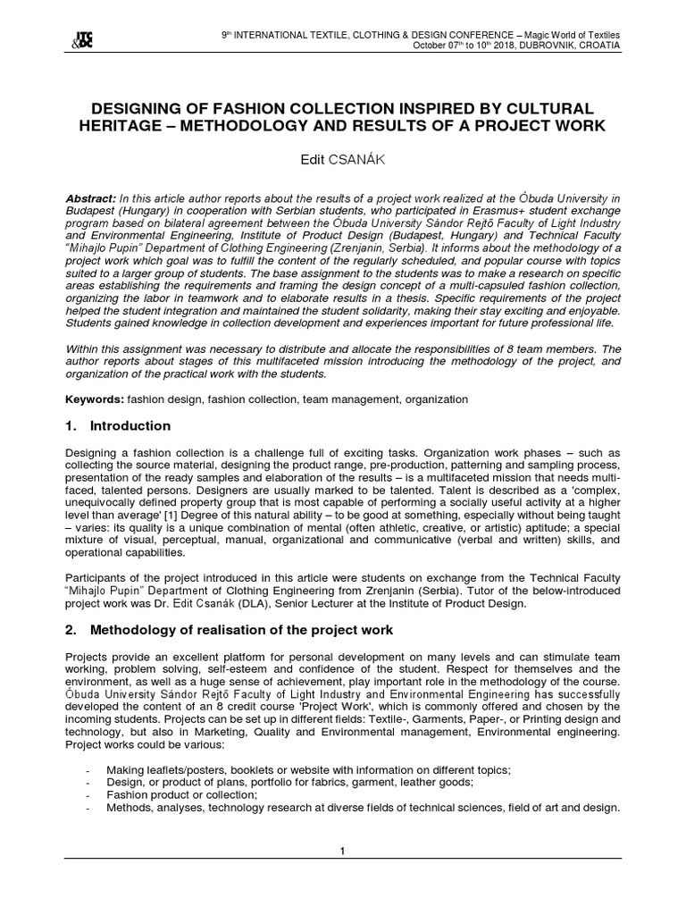 Fashion Collection Inspired by Heritage | PDF | Fashion | Design