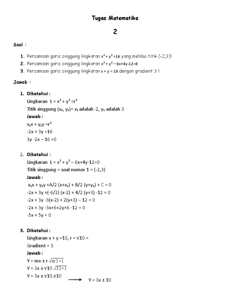 Tugas Matematik 2 | PDF