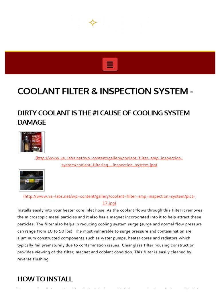 Coolant Filter and Inspection | PDF | Radiator | Tools