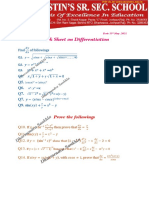 Differentiation Work Sheet