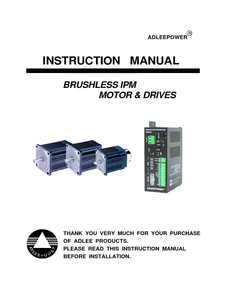 Instruction Manual Brushless Ipm Motor & Drives PDF Power Supply