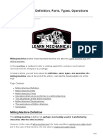 Milling Machine Definition Parts Types Operations With