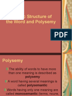 Lecture 8 Semantic Structure of The Word and Polysemy