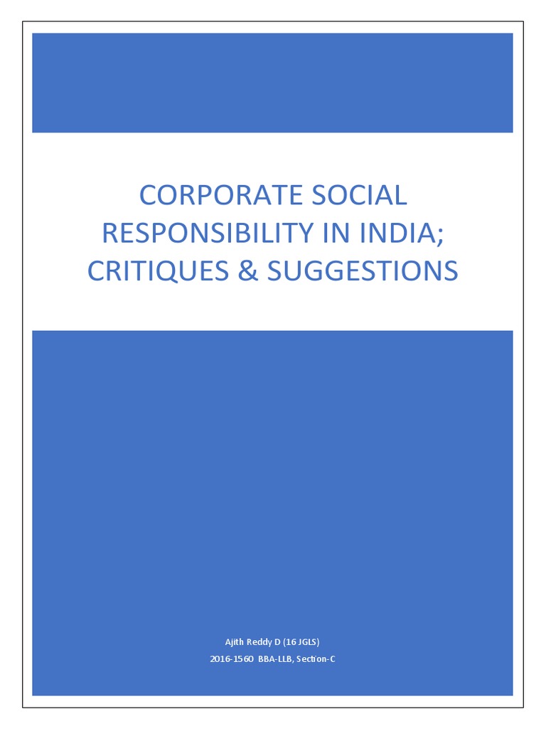 Company Law Research Paper (Ajith) PDF Corporate Social