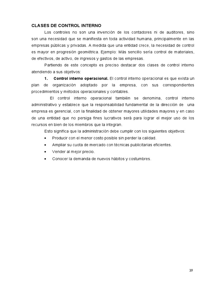 Clases de Control Interno en Empresas | PDF | Empresas | Contabilidad