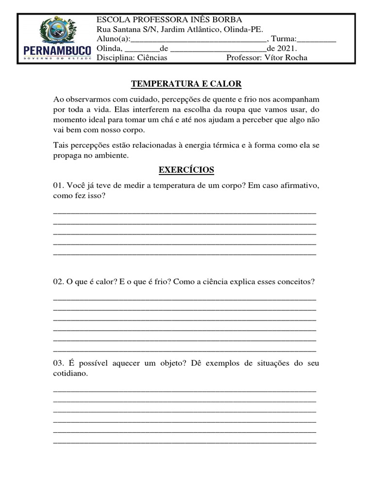 Aula 03 - Temperatura e Calor | PDF | Calor | Temperatura