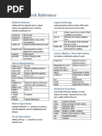 Matlab Quick Reference: Built-In Matrices Logical Indexing