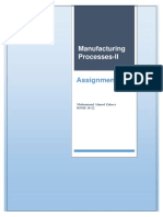 Manufacturing Processes-II: Assignment #1